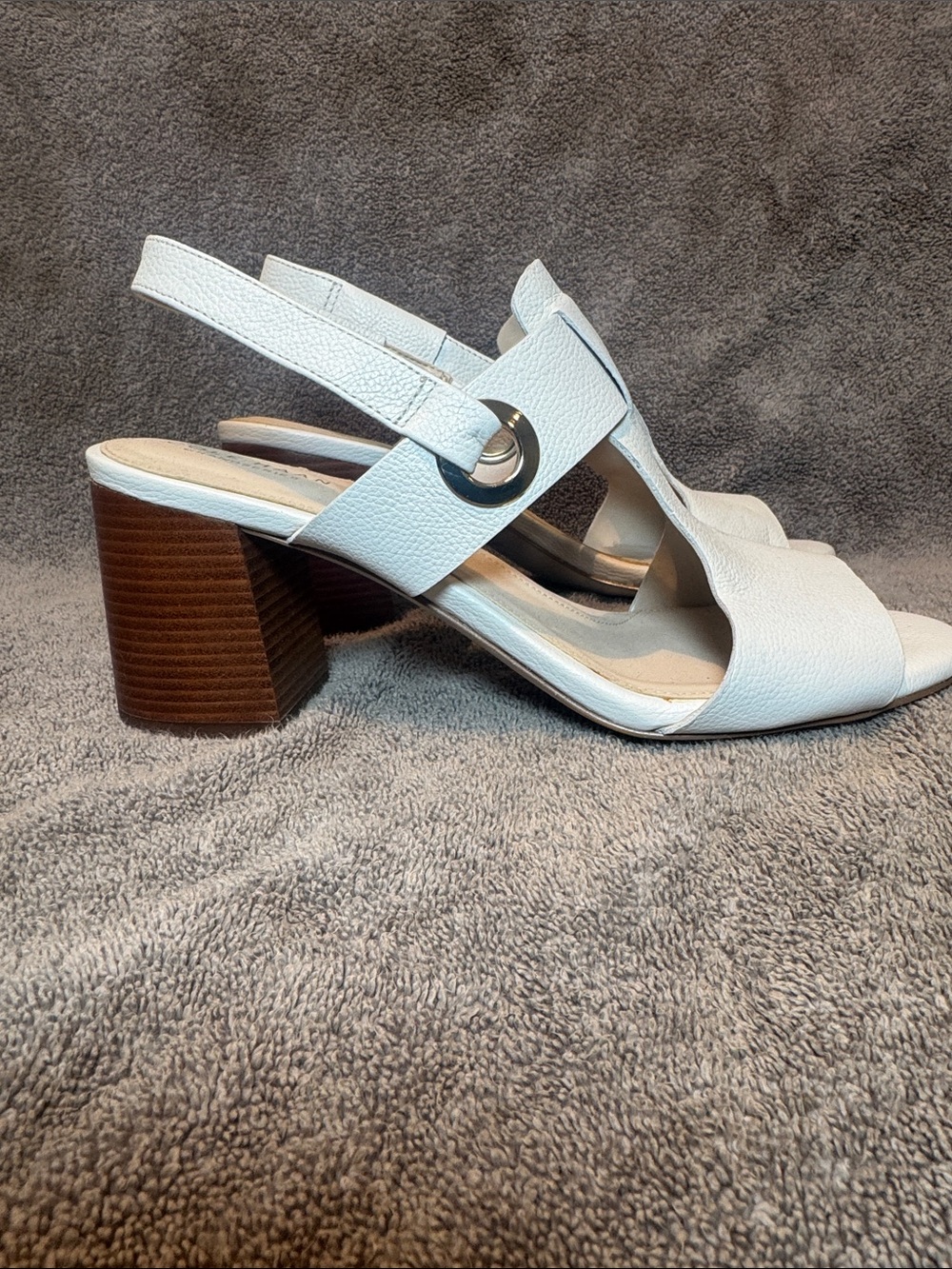 Cole Hahn Cream Slingback Block Heel Sandals